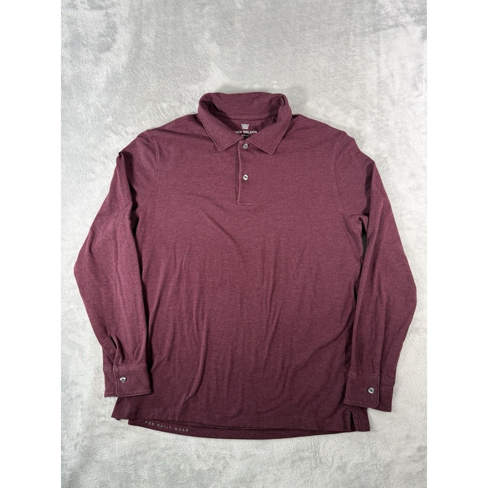 Mack Weldon Shirt Men's Medium Burgundy Supima Cotton Long Sleeve Polo